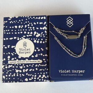 Silver Layered Necklace and Bracelet Set